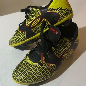 Vibrant Yellow and Black Kids Soccer Cleats